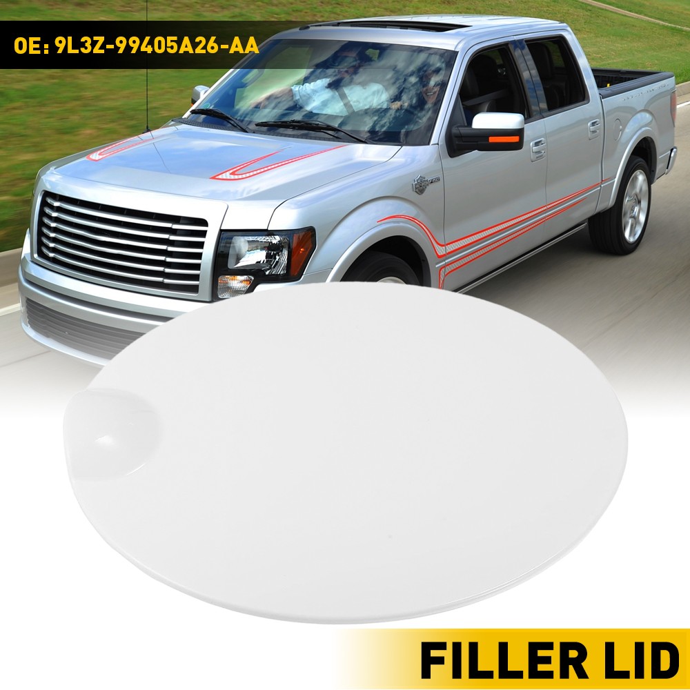 White Fuel Filler Door Tank Lid Gas Cap Cover For 2009 2010 2011-2014 Ford F-150