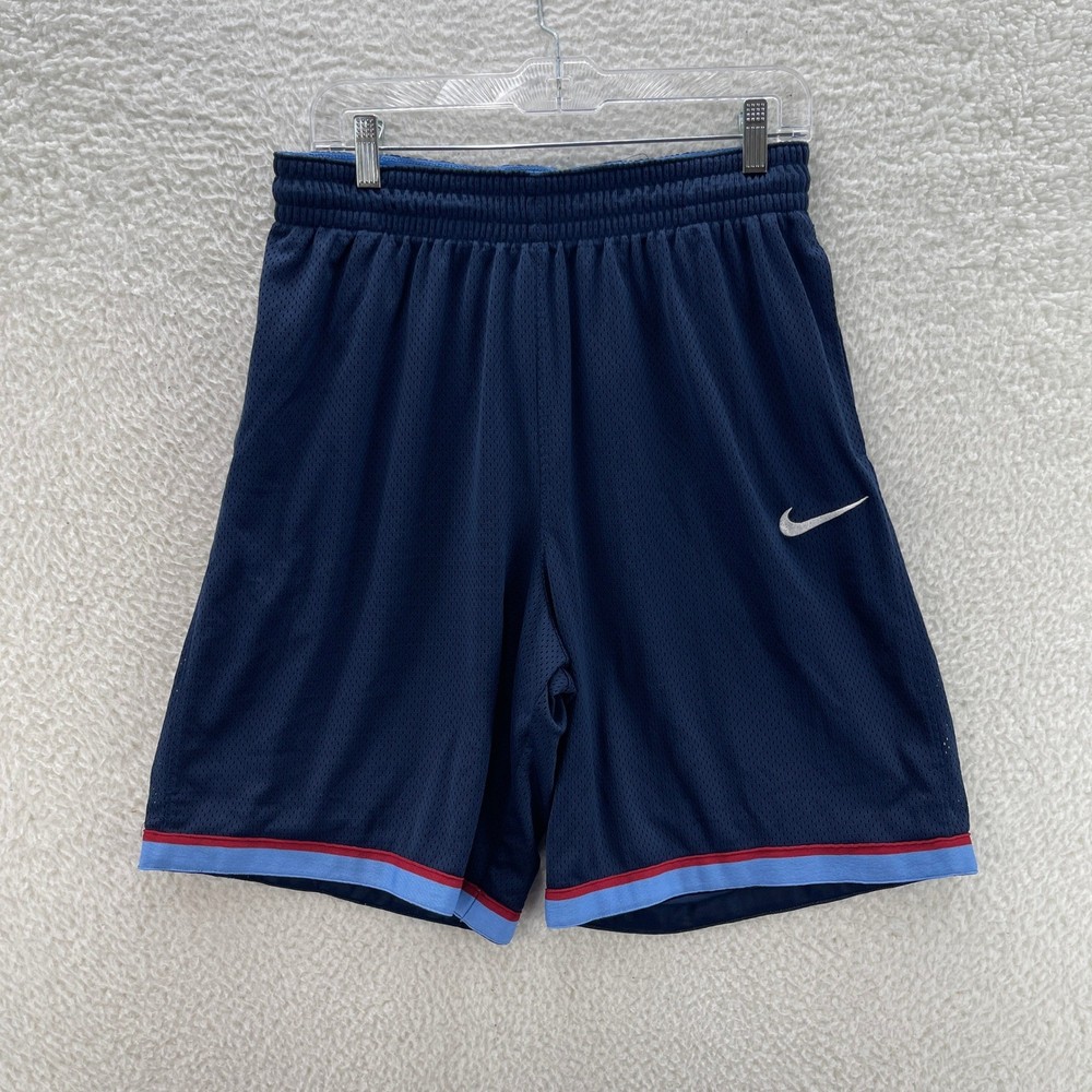 Nike Basketball Shorts Mens XL Blue Red Mesh Swoosh Athletic Gym Training Summer