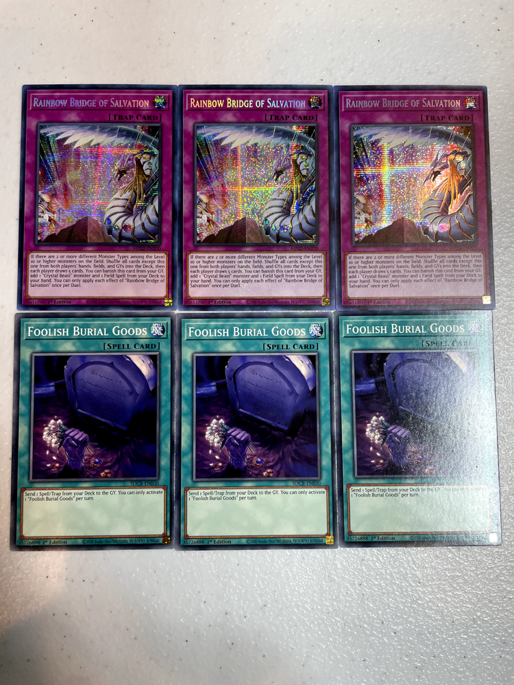 YuGiOh Rainbow Bridge of Salvation & Foolish Burial Goods 3x MP22-EN270 S005