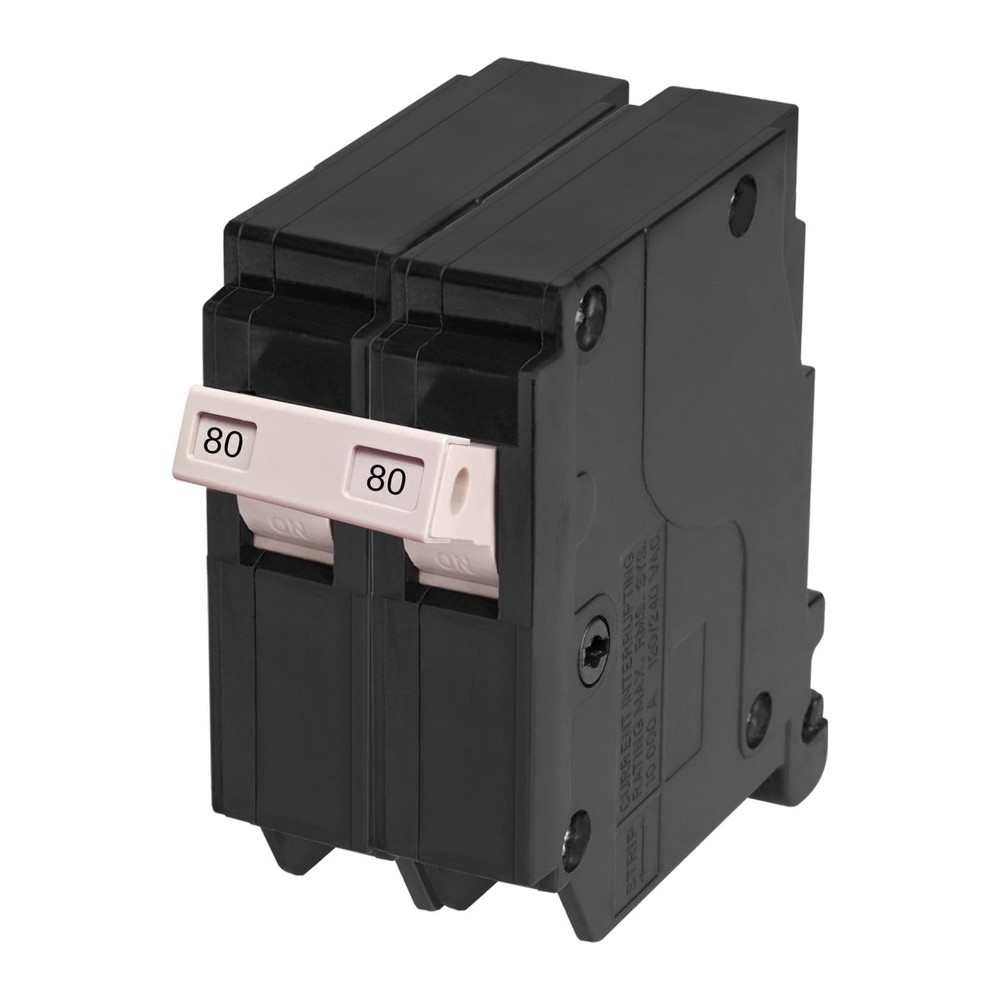 80 Amp 2-Pole Circuit Breaker, Type 3/4-Inch Plug-On Molded Case Circuit Breaker
