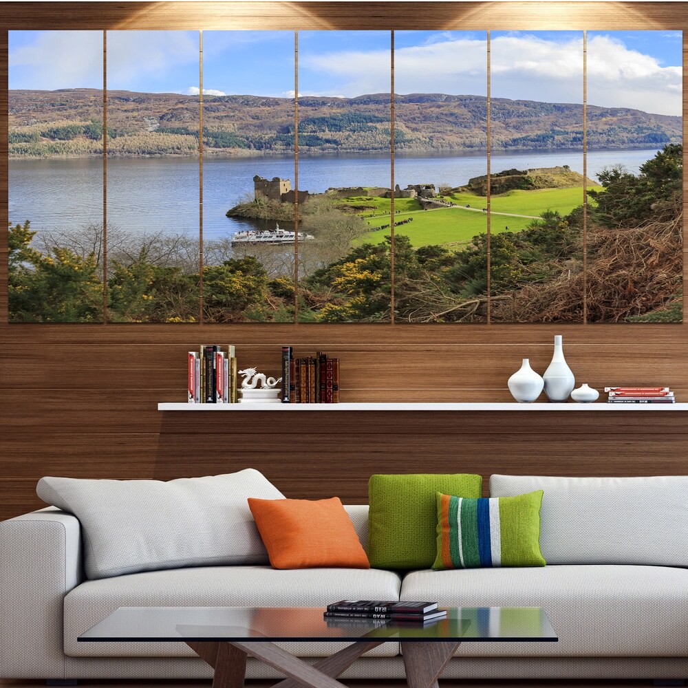 Designart Modern Lago Ness and Urquhart Castle Oversized Landscape Canvas