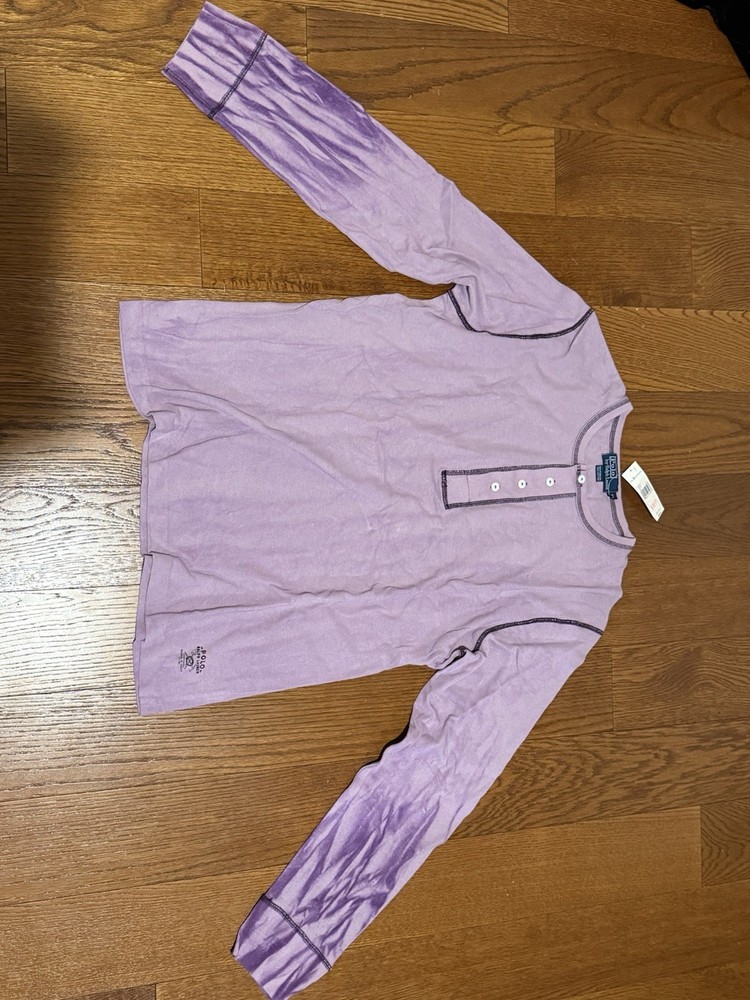 Polo Ralph Lauren Men’s XL Purple Dip Dye Long Sleeve Henley Shirt NWT Vintage