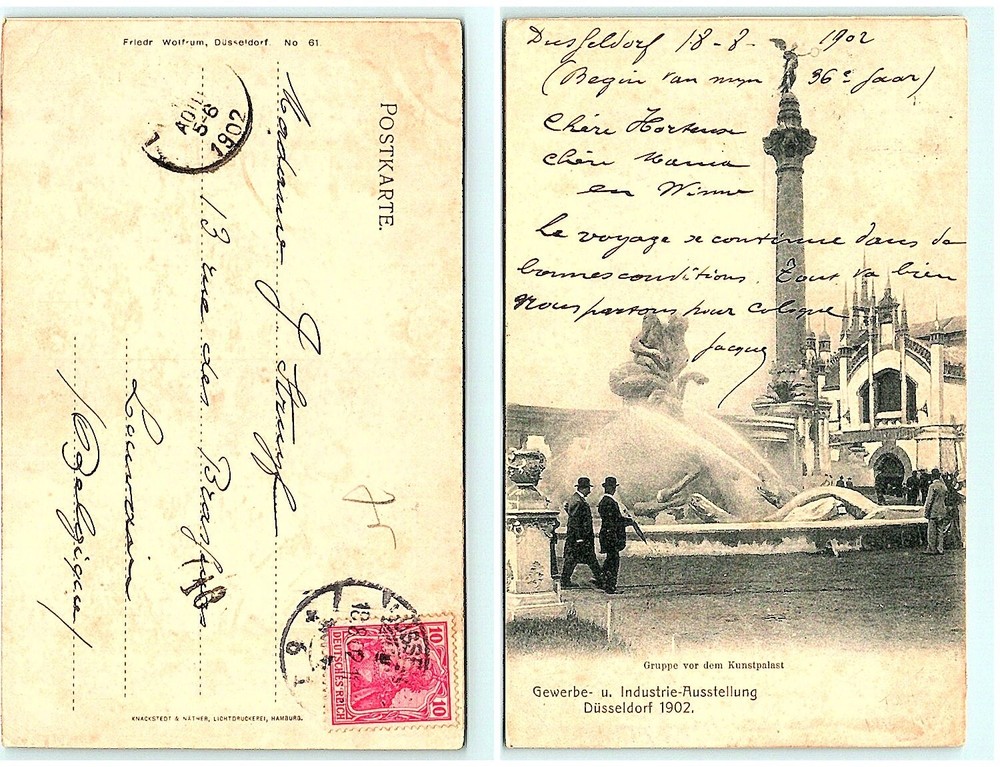 S01-9888, Gewerbe, Industrie Ausstellung, Dusseldorf 1902, Postmarked,
