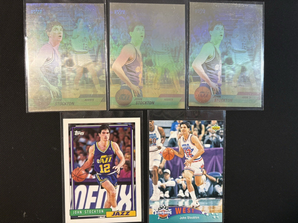 Topps 1993 NBA John Stockton Utah Jazz 5 Card Lot #301 #437 All-Star