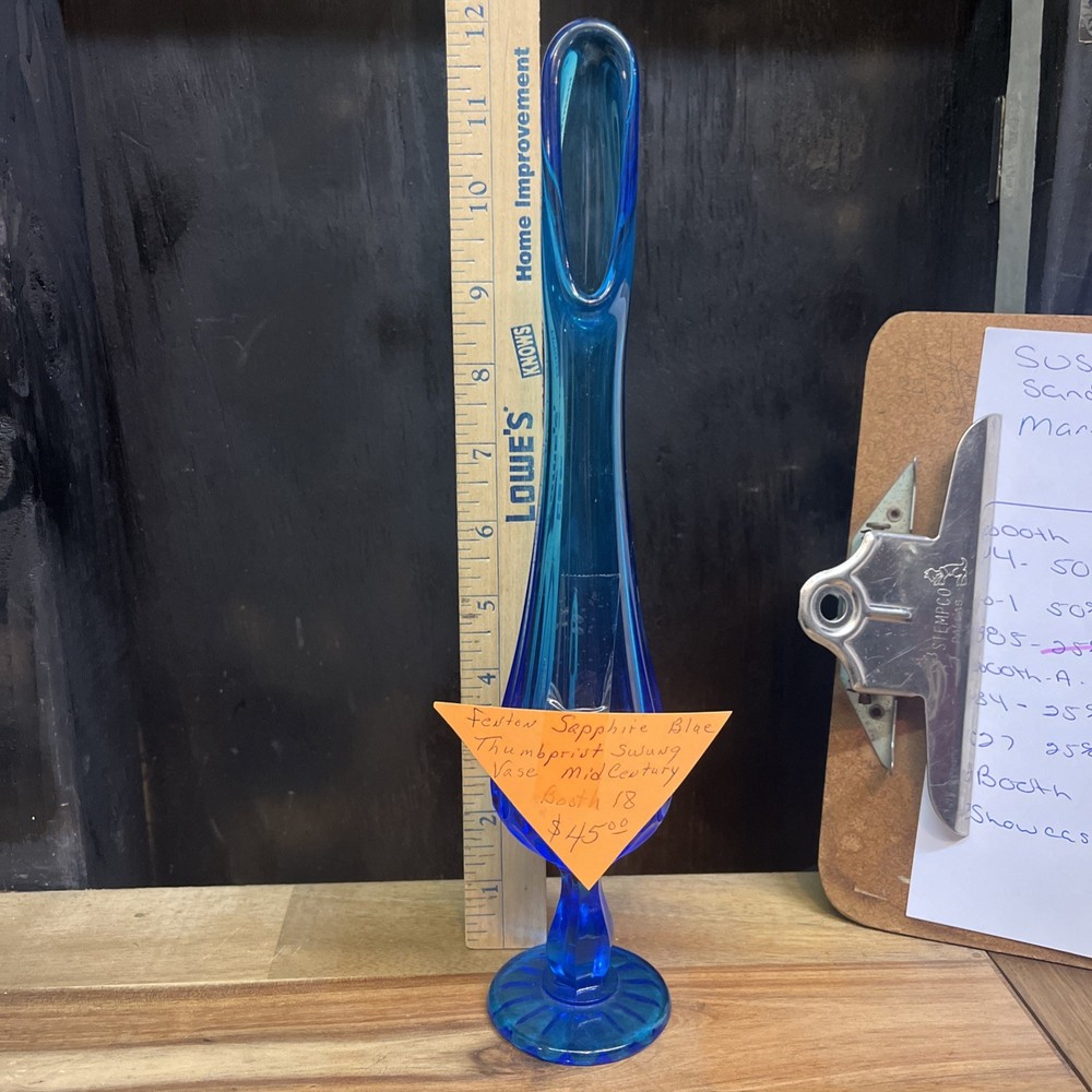 Fenton Sapphire Blue Thumbprint Swung.