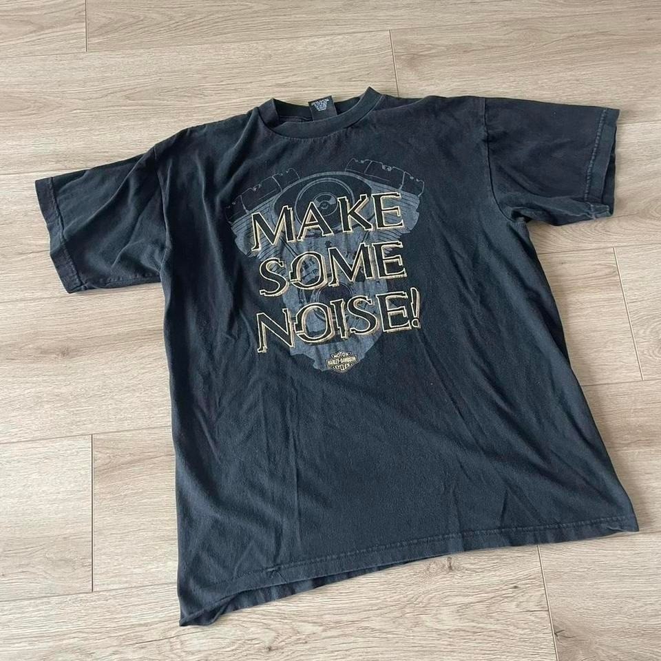 Vintage 90s Y2K Harley Davidson Make Some Noise T Shirt Black Size L Made in USA