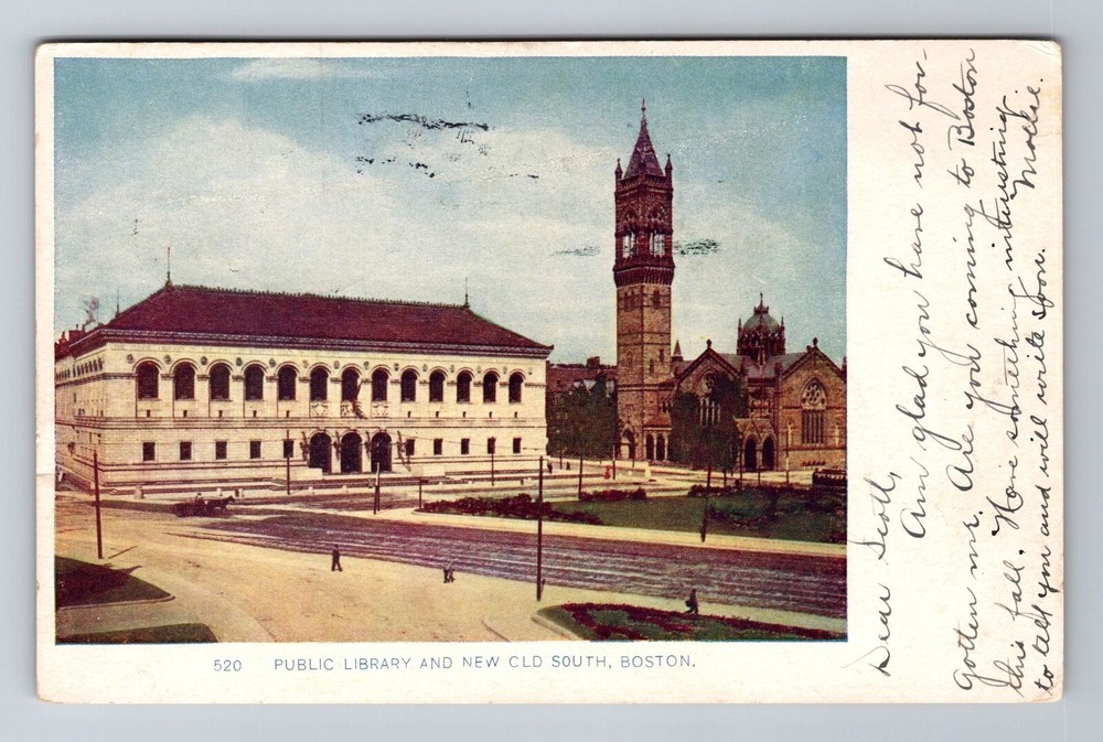 Boston MA-Massachusetts, Public Library & New Old South, c1907 Vintage Postcard