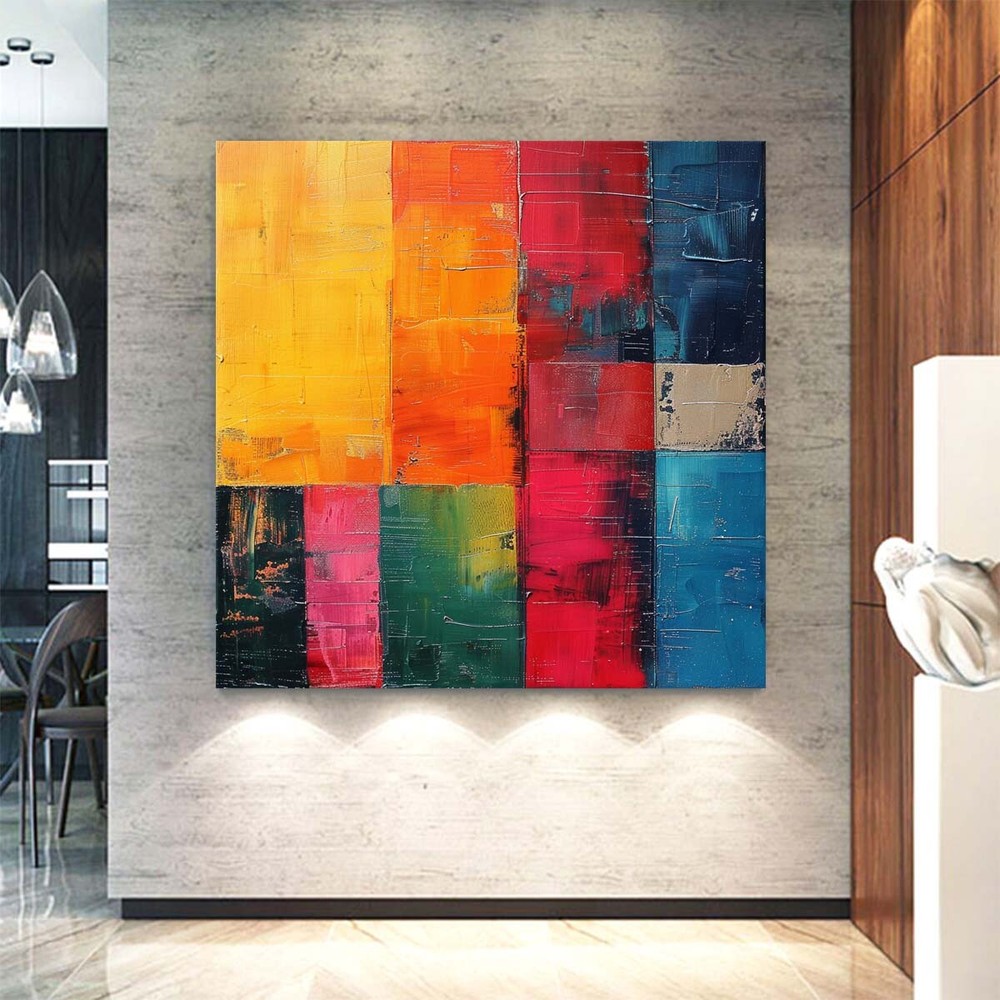 Hand-painted Colorful abstract oil Painting on canvas Home Wall Decor 31in