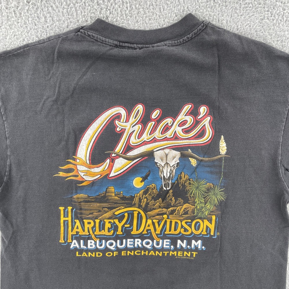 Vtg Harley-Davidson Motorcycles XL Black Single Stitch Shirt USA Made Chick’s HD