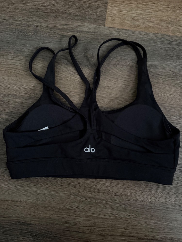 Alo Yoga black athletic strappy workout bra size S small