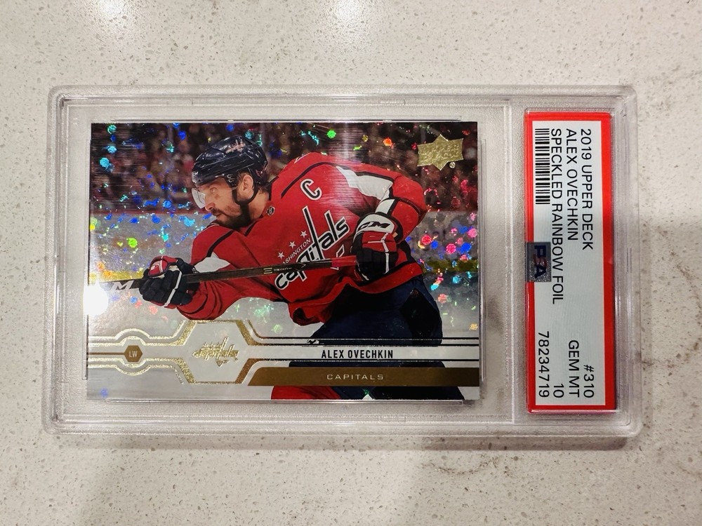 2019 UPPER DECK #310 ALEX OVECHKIN SPECKLED RAINBOW FOIL PSA 10