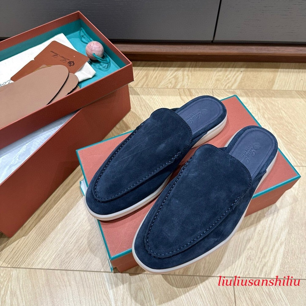 Italian Style Real Suede Leather Men's Slip on Slippers Mules Flats Casual Shoes