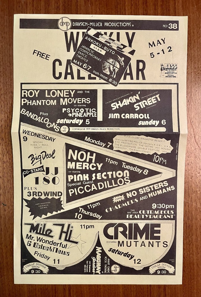 Vintage 1979 DIRKSEN-MILLER Calendar Flyer CRIME MUTANTS PINK SECTION Orig Rare