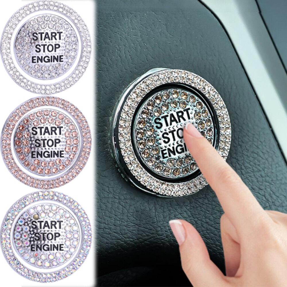 Diamond Rhinestone Car Start Button Cover Sticker for Protection & Style  