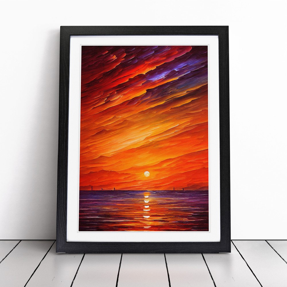 Ocean Sunset View No.6 Wall Art Print Framed Canvas Picture Poster Decor