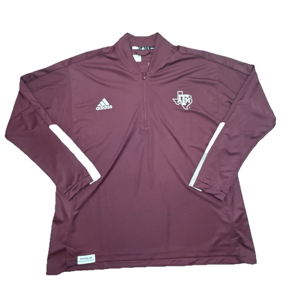 Adidas Men 2XL Texas A&M Primeblue Quarter Zip Pullover Maroon