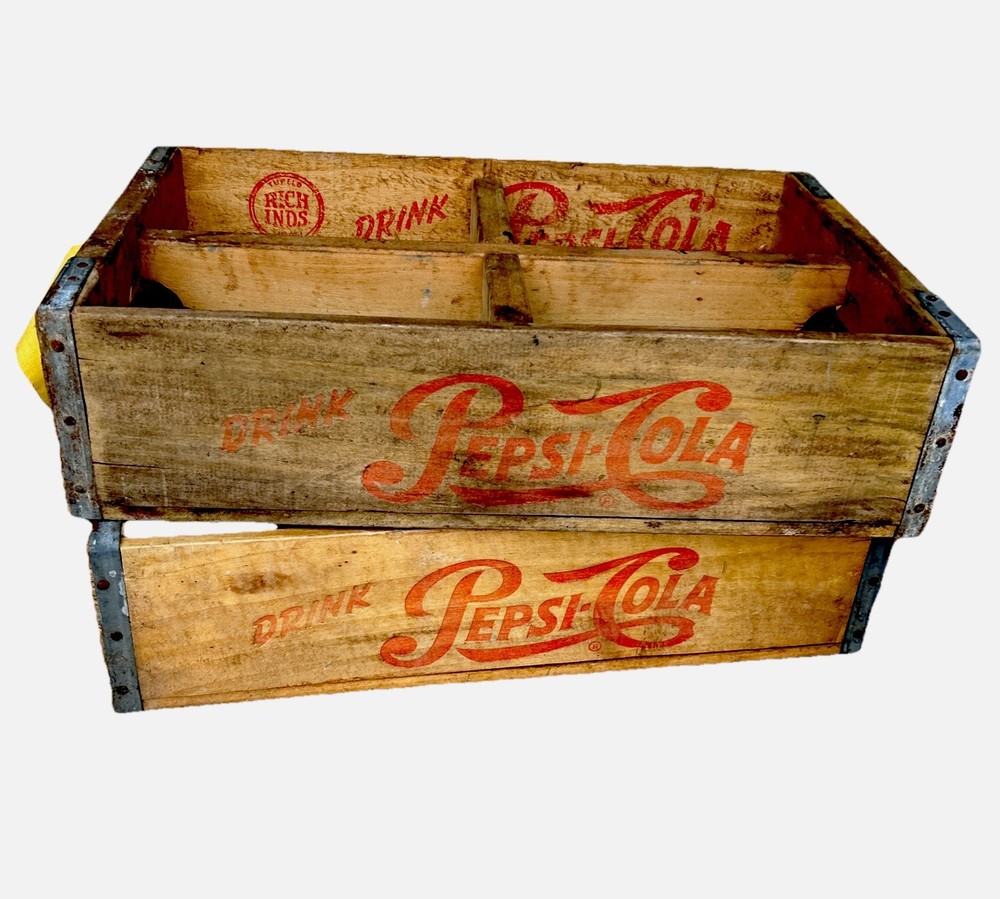 Vintage Wooden Pepsi Cola Soda Crate Holds 24 Bottles