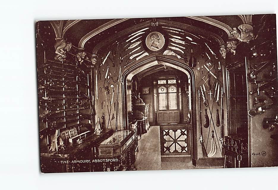 Postcard Abbotsford House Scotland Armoury Interior Sir Walter Scott Antique UK