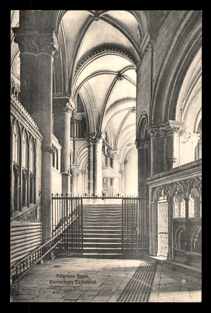 Pilgrims Steps Canterbury Cathedral Church England UK Postcard UNP Divided