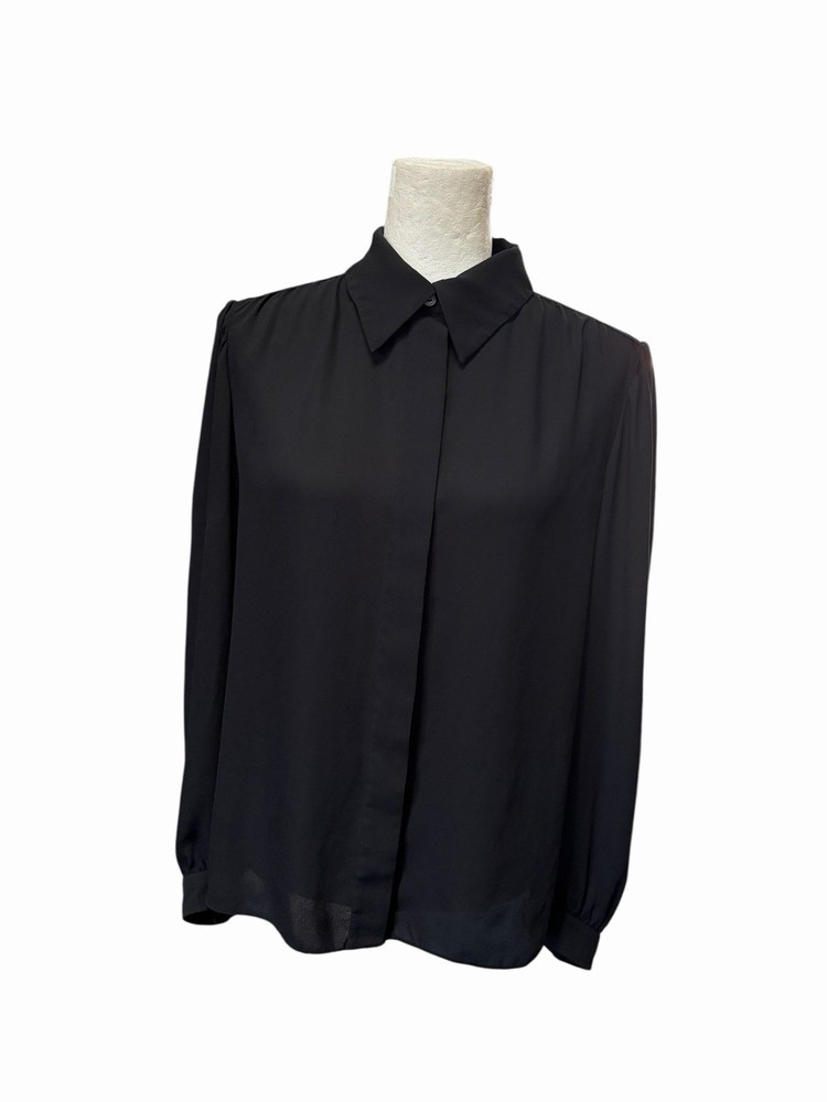 Louis Vuitton Uniforms Basic Black Chiffon Blouse Shirt Womens US 6 F38