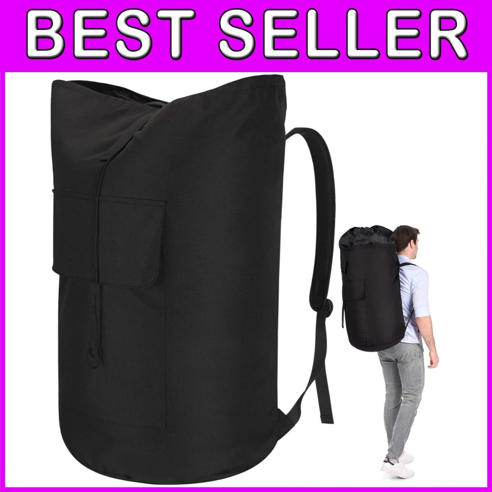 Black College Laundry Backpack, 115L Capacity, Padded Straps