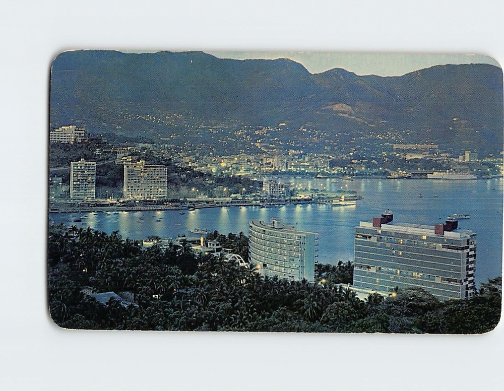 Postcard Twilight Over the Bay of Acapulco Guerrero Mexico