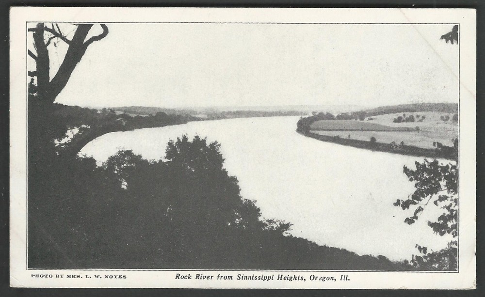 OREGON ILLINOIS Rock River from Sinnissippi Heights c. 1900 Undivided Postcard