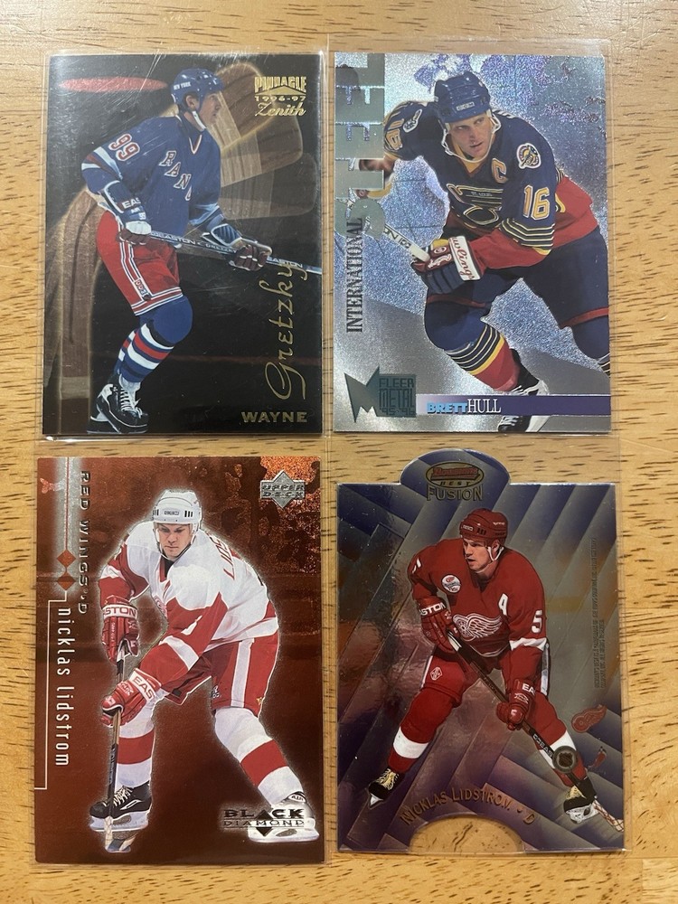 NHL Hall Of Fame 4 Card Lot Wayne Gretzky Brett Hull Nicklas Lidstrom