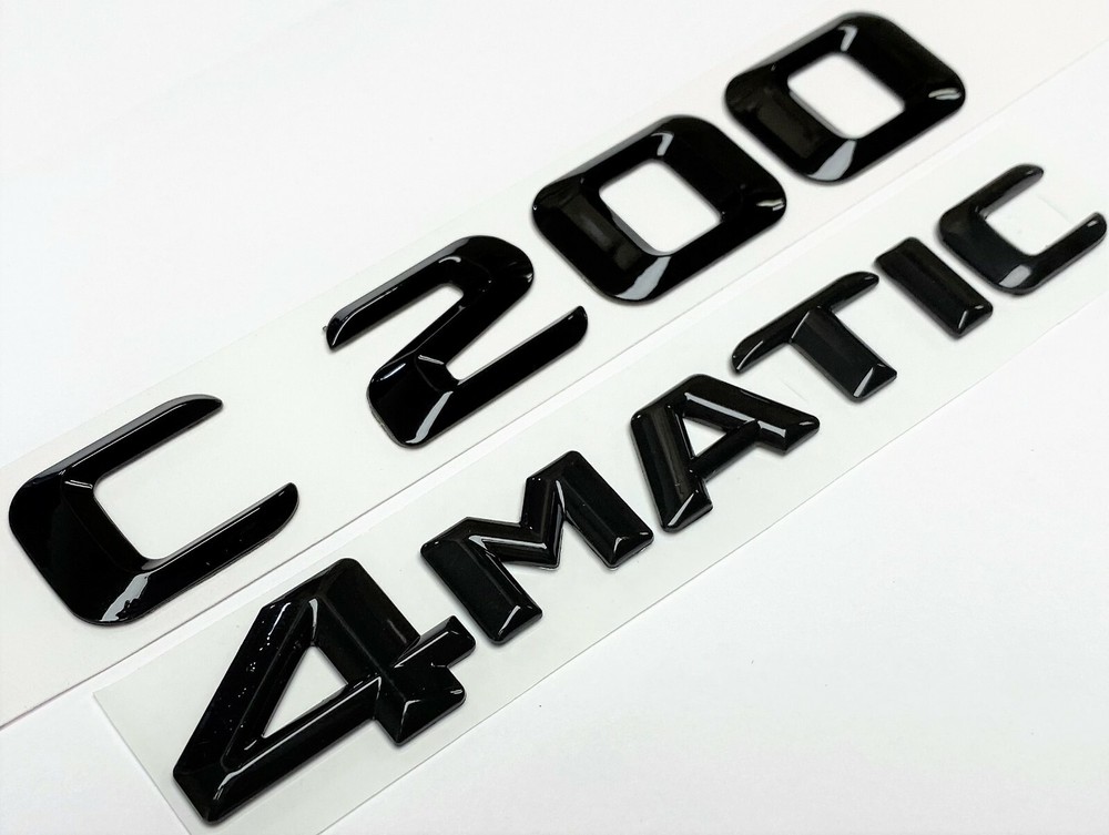 1 C200+4MATIC BLACK FOR MERCEDES REAR TRUNK EMBLEM BADGE NAMEPLATE DECAL NUMBER