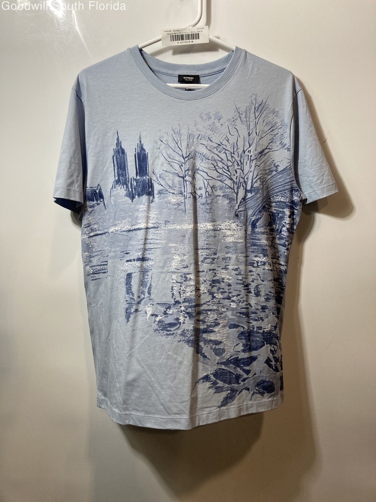 Express Mens Multicolor Graphic Print Short Sleeve Pullover T-Shirt Size M