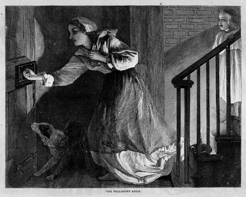 WIFE OPENING DOOR FOR DRUNKARD ALCOHOLIC HUSBAND, CHILD