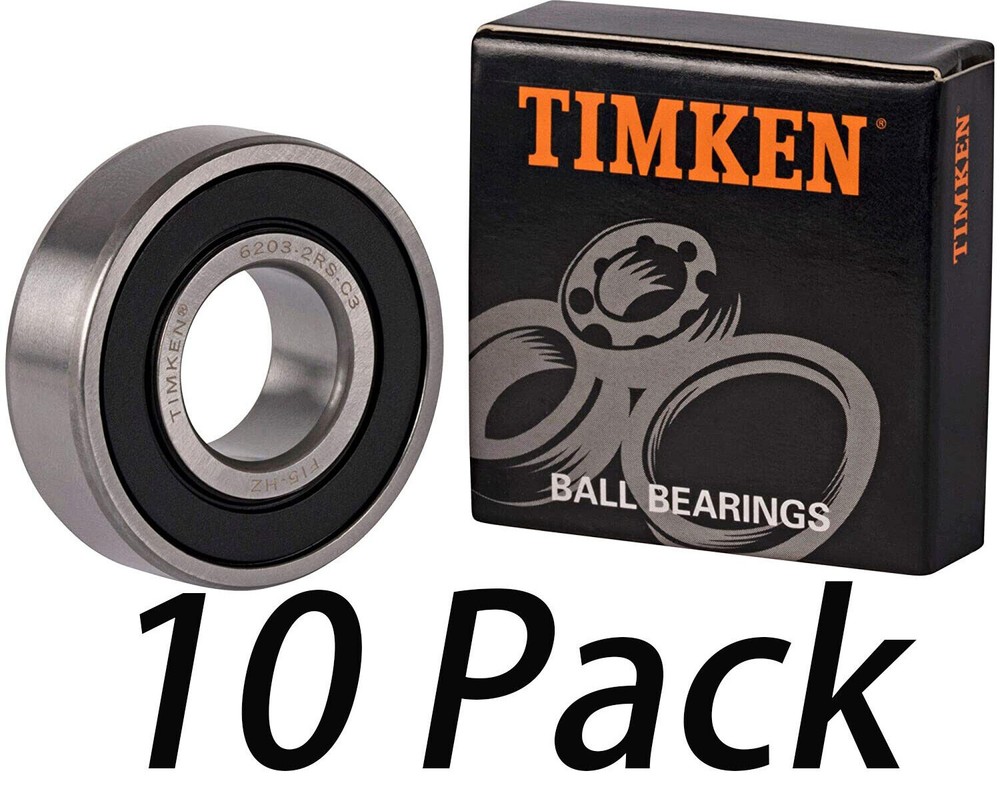 10PACK TIMKEN 6203-2RSC3 17X40X12MM C3 Clearance Double Rubber Sealed Bearings
