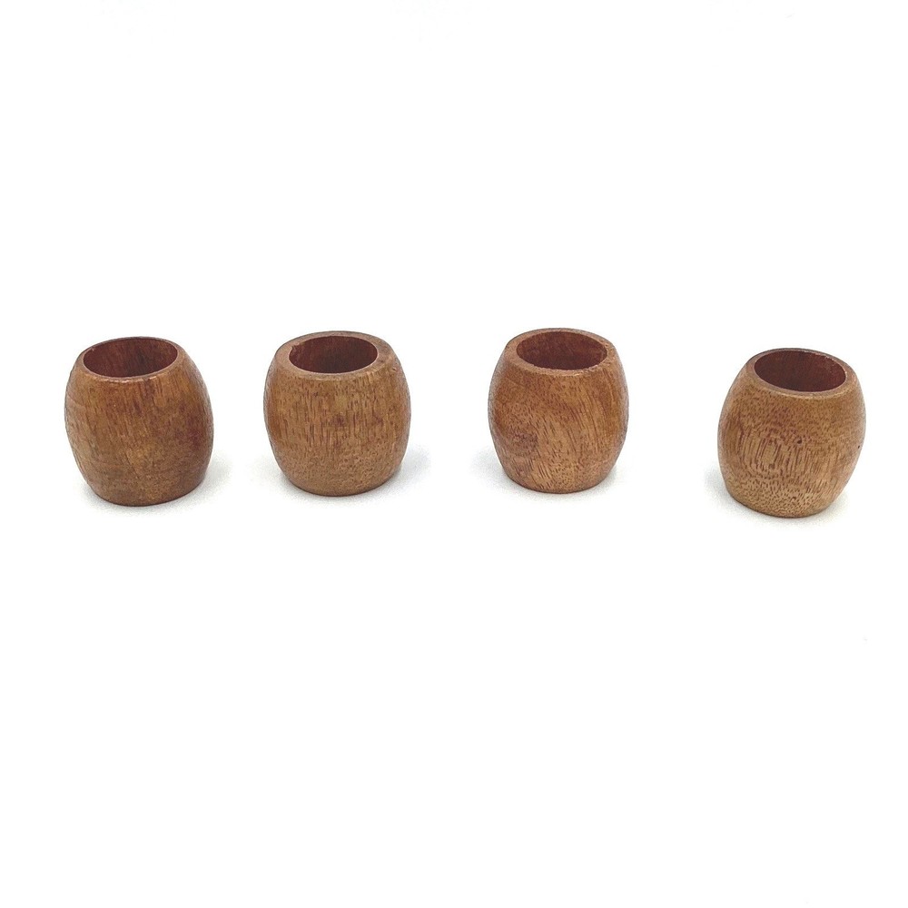 Set of 4 Wooden Napkin Rings Round Wood Table Decor Rustic Farmhouse