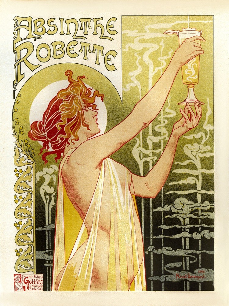 11001.Decor Poster.Room wall.Vintage Interior design.Absinthe Robette Nouveau-image