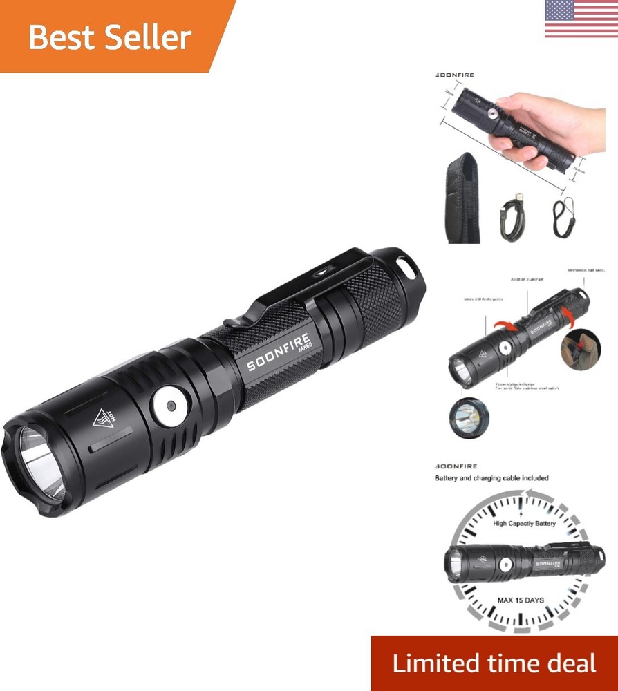 Tactical Flashlight 1060 Lumens Built-in a Fast Charging Rechargeable LED Han...