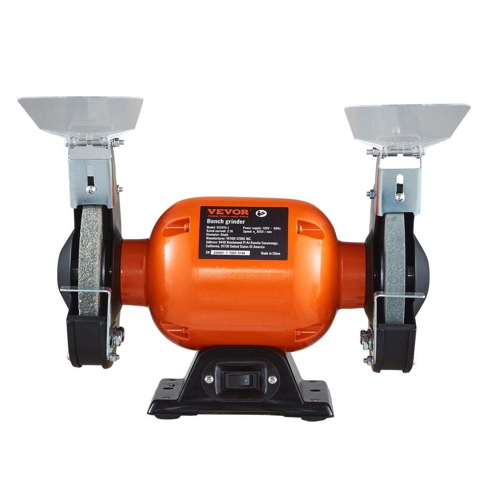 6 Inch Single Speed Bench Grinder with 2.1A Brushless Motor 3550 RPM