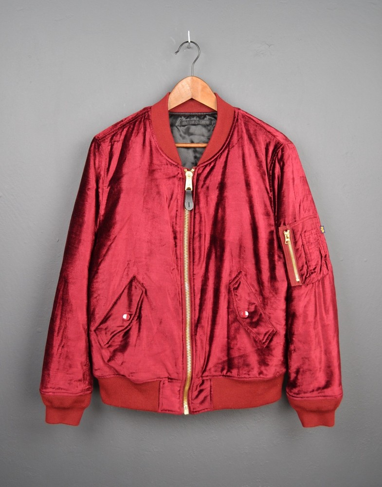 Alpha Industries L size Velvet Red Reversible Burgundy MA-1 Bomber Jacket