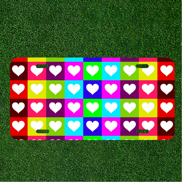 Custom Personalized License Plate Car Tag With Background Texture Holiday Hearts