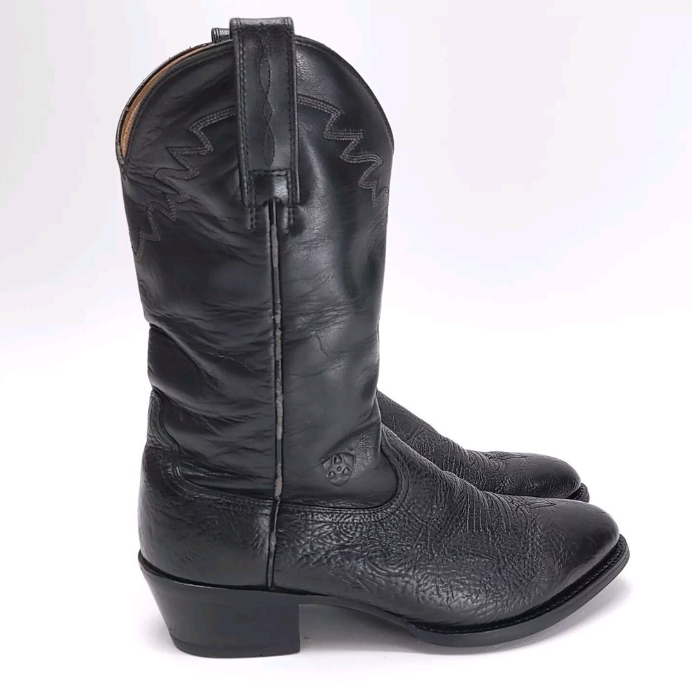 Ariat Men's 9D Black Leather Cowboy Boots for Rodeo Ranch Work