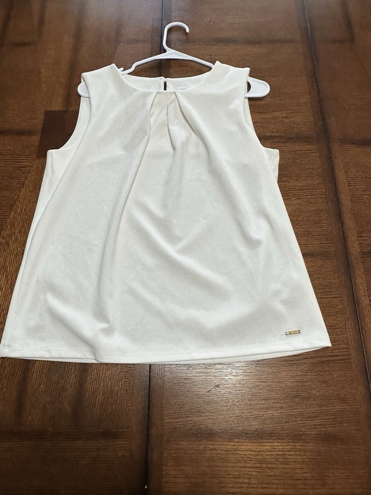 Calvin Klein Sleeveless Ivory Women’s  Blouse Large