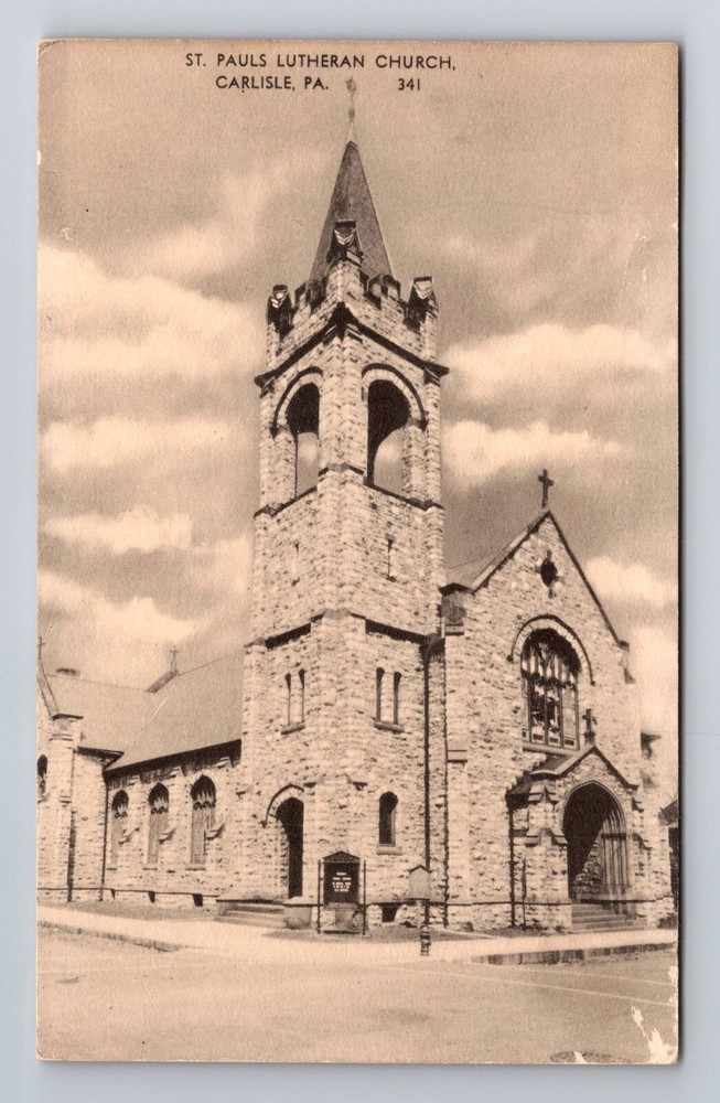 Carlisle PA-Pennsylvania, St Pauls Lutheran Church, Antique Vintage Postcard