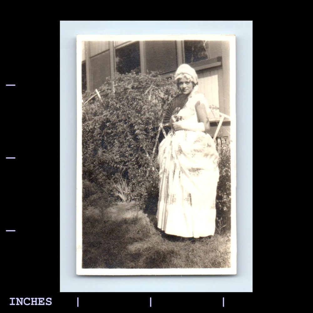 Old Vintage Photo WOMAN IN COSTUME STANDING OUTSIDE