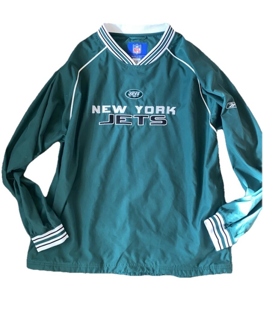 Reebok New York Jets Varsity Pull Over Jacket Size Large Great Condition