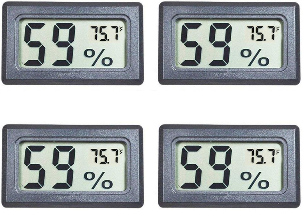 4-Pack Mini Digital Temperature Humidity Meters Gauge Indoor Black