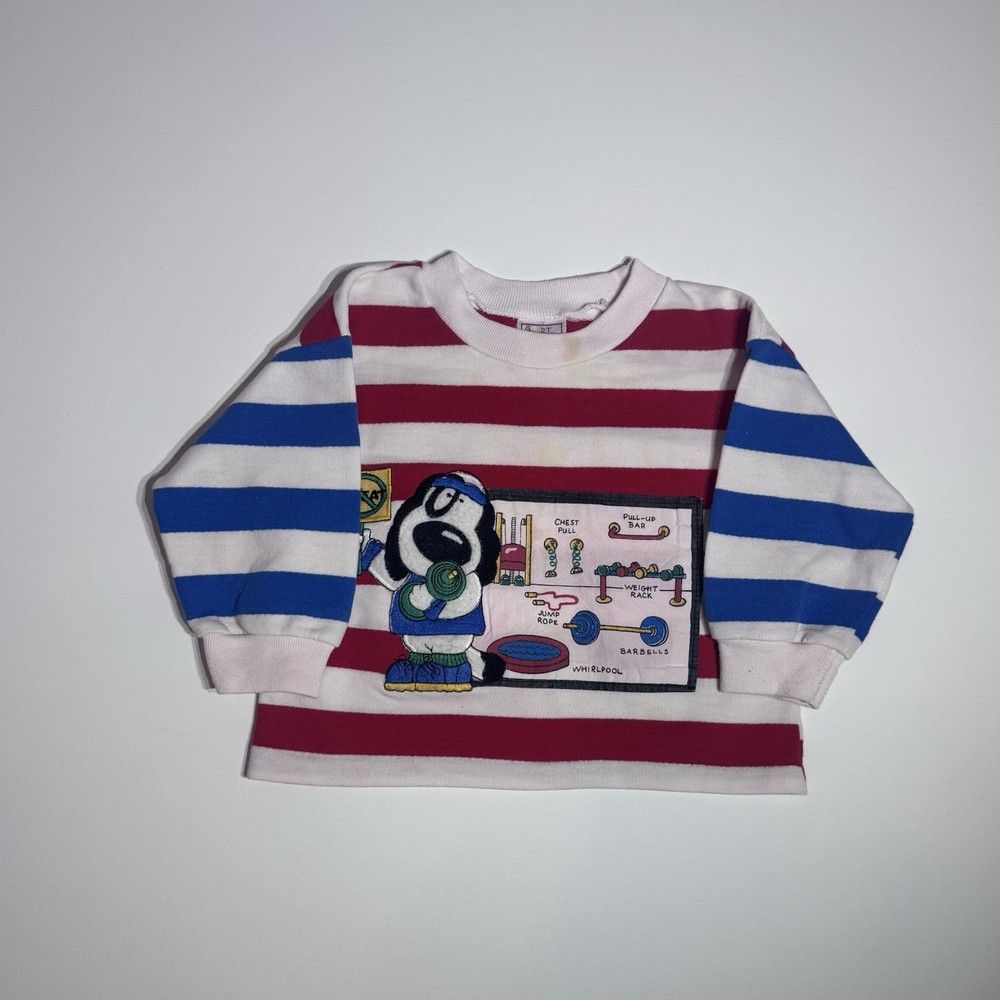 Vintage Buster Brown Toddler Sweatshirt 2T Striped Dog Gym