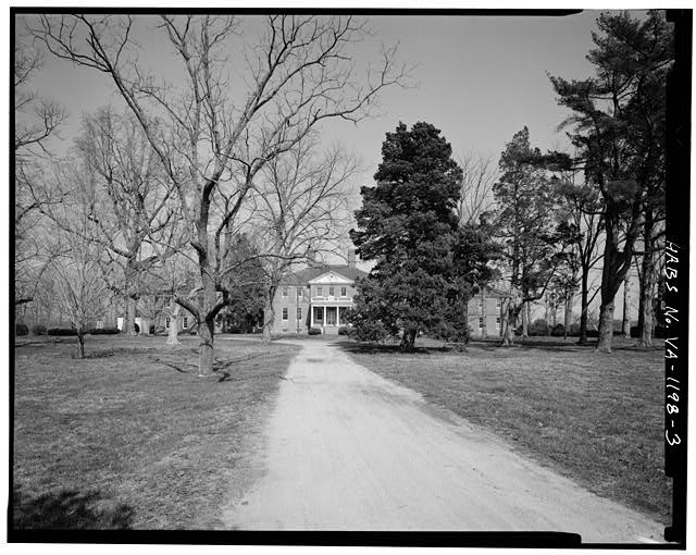 3. AXIAL VIEW WEST FRONT FROM DRIVE - Blandfield, U.S. Route 17 & State