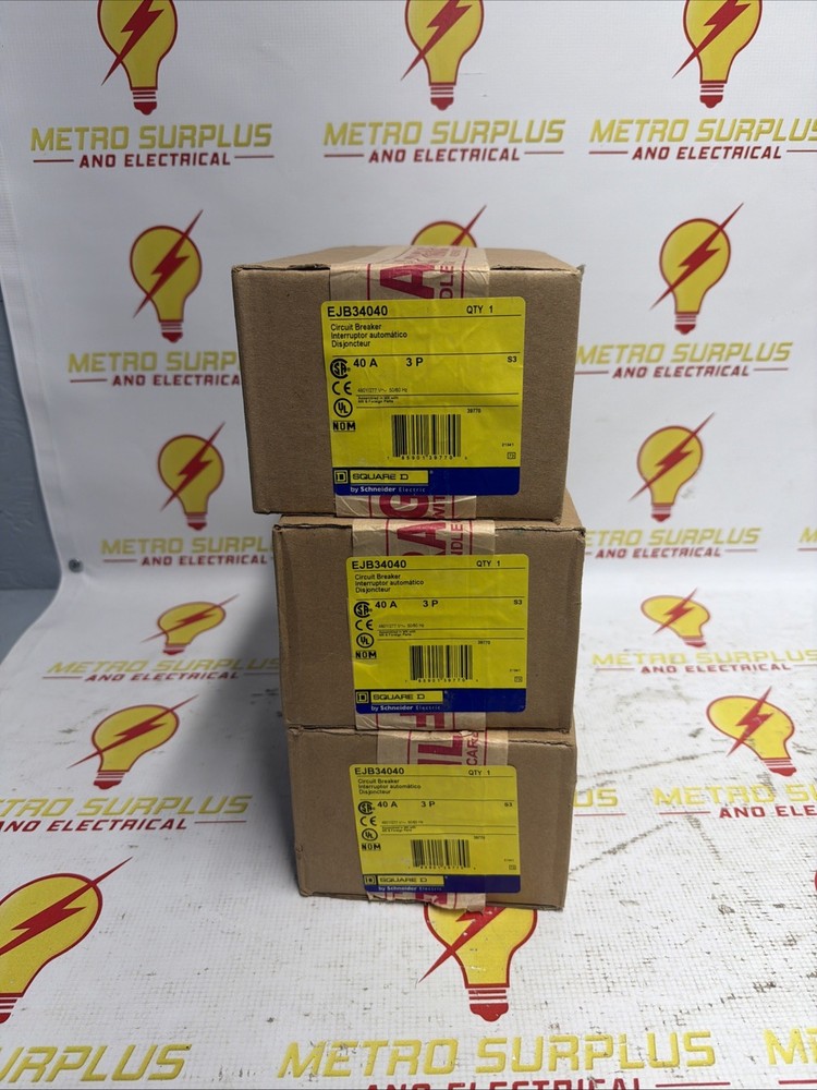 Square D EJB34040 40 Amp 480/277 Vac 3 Pole 65kA Circuit Breaker (New Old Stock)