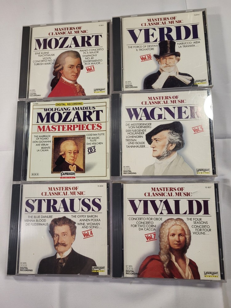 Masters of Classical Music CD Lot of 6 - Mozart Vivaldi Strauss Verdi Wagner DDD