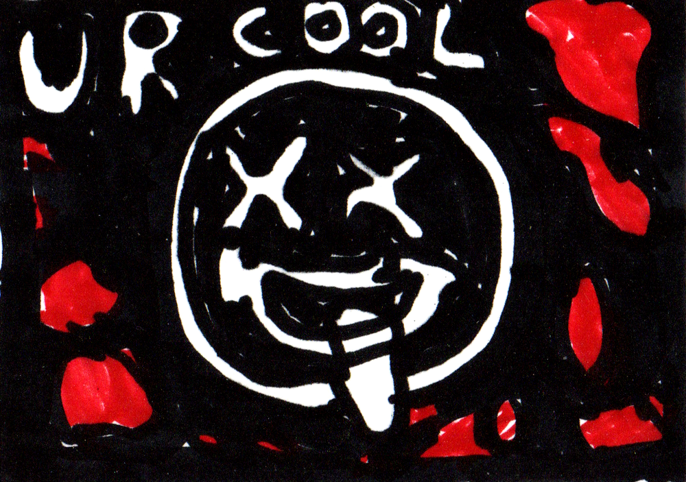 ur cool exclaimation ACEO original PAINTING miniature outsider art comic art