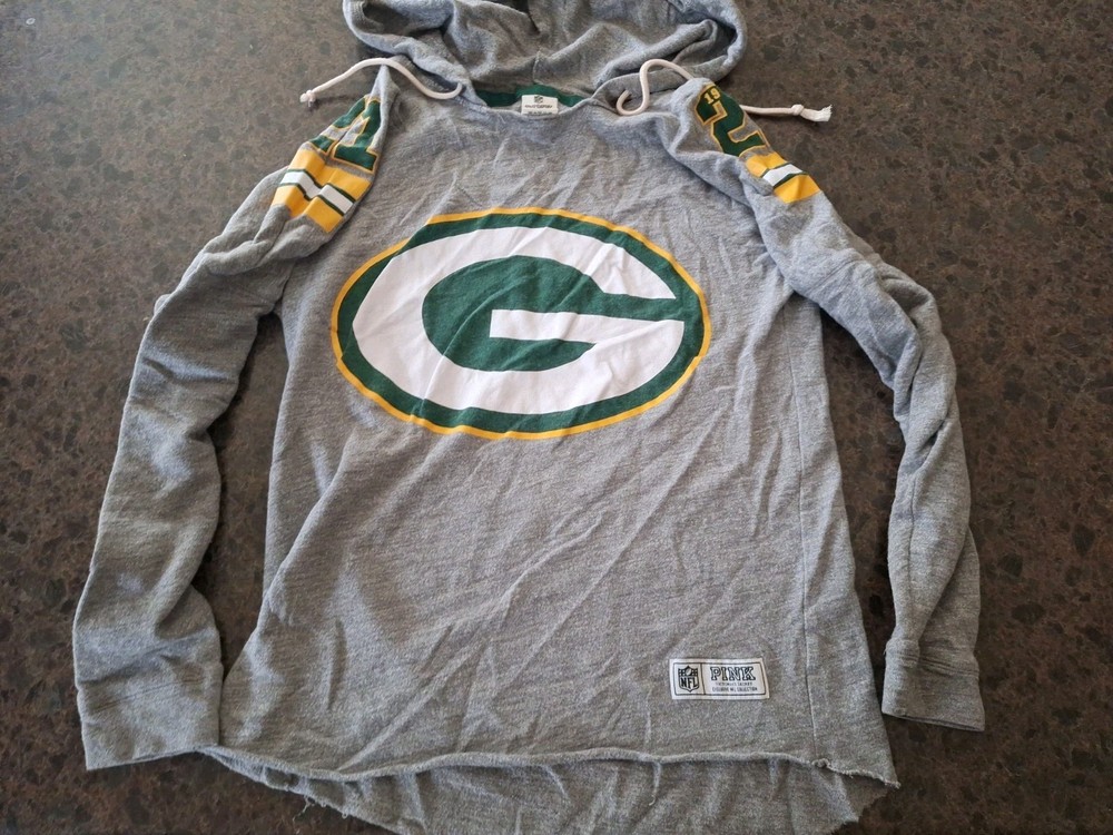 Victorias Secret PINK Green Bay Packers Hoodie Pullover Light Sweatshirt *19FB